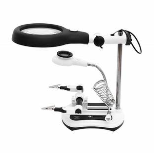 Iktu Soldering Iron Helping Third Hand Welding Solder Vise 2.5,5,6,10x Magnifying Glass DIY PCB Soldering Desk Magnifier
