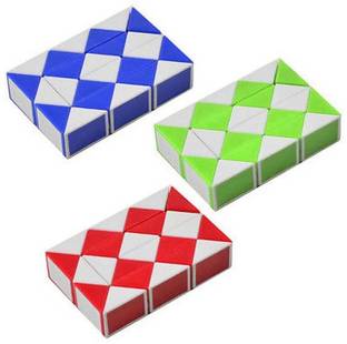 PMW Snake Puzzle Cube - Snake Speed Cube Puzzle Cube Toy Twisty Puzzle Twist Magic Ruler Cube Gifts - 3 Cubes -