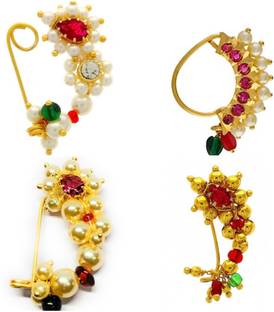 AMAAL Beads, Diamond, Cubic Zirconia, Pearl Gold-plated Plated Copper, Brass Nose Ring Set
