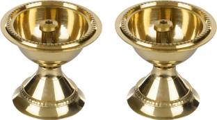 Magic's Max Brass Golden Diya for Home Décor Brass (Pack of 2) Table Diya
