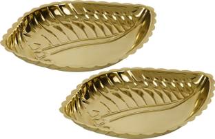 Magic's Max Leaf Shape Puja thali Brass