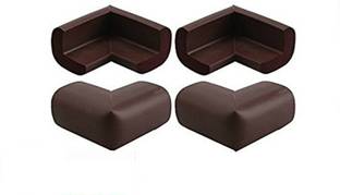 Quaprogen Kid's Rubber Soft Desk Table Edge Cushion Pad Anti Crash Bumper Right Angle Safety Protector Sticker (Brown, SSGE-001)