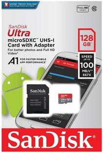 SanDisk CLASS UHS A1 128 GB ULTRA UHS A1 CLASS 10 128 GB SD Card Class 10 100 MB/s  Memory Card Compatible with Gaming Console, Camera, Mobile, Tablet