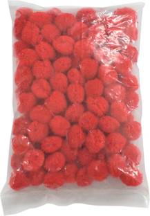 Embroiderymaterial Red Pom Pom Balls For Crafts & Decorations/Jewellery Making (Pack of 250 Pcs)