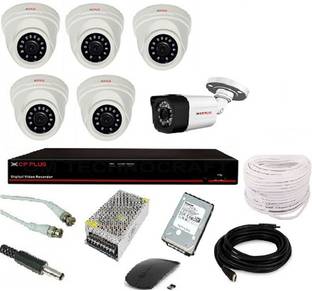 CP PLUS 5 DOME 1 BULLET CAMERA WITH 8 CHANNEL DVR 8 CHANNEL POWER SUPPLY 1 TB HARD DISK AND 90MTR WIRE BUNDLE 1080P 2 MP AND ALL ACCESSORIES CAMERA Security Camera