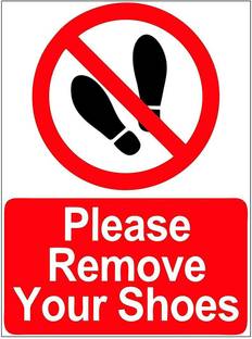 Asmi Collections 27 cm Self Adhesive Wall Stickers Remove Your Shoes Sign Removable Sticker