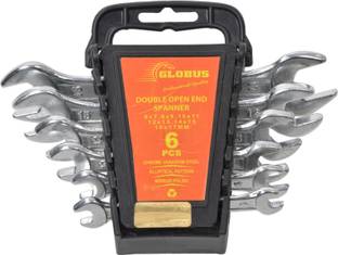Globus DOE06R DOUBLE OPEN AND SPANNER SET/ 6 PCS IN PLASTIC RAKE Double Sided Open End Wrench