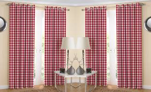 AIRWILL 214 cm (7 ft) Door Cotton Room Darkening Curtain (Pack Of 4)