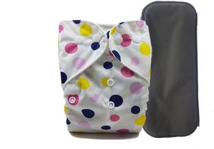 NABHASYA Cloth Diaper With Bamboo Charcoal Insert-Pink Dot-Free Size