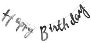 Riit Happy Birthday Banner with Name for Birthday Party - Silver Banner