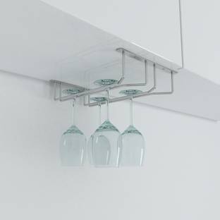KEEPWELL Stainless Steel Double Line Wine Glass Rack (Pack of 2) | Wine Glass Holder | Wine Rack For Pub And Club Size (15 Inch) Stainless Steel Glass Holder