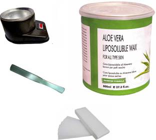 Shopfleet Aloe Vera Liposoluble Wax(800 Gm.) with 1 Wax Heater, 50 Wax Strips and 1 Spatula (Multicolor) Wax