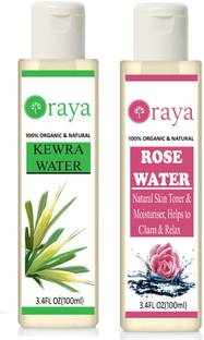 Oraya Organic Rose Water & Kewra Water - For Toner, Cleanser, Nourishing & Refreshing Purposes(100 ml)-Pack of-2-Bottle (200 ml)(combo) Face Wash