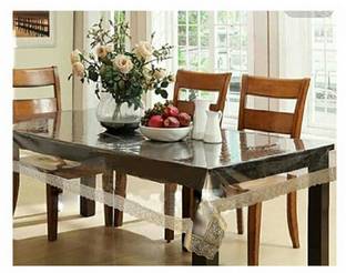 मोंकडेकॉर ट्रांसपेरेंट टेबल कवर फॉर सेंटर टेबल (गोल्डन बॉर्डर, PVC, प्लास्टिक) सॉलिड टेबल कवर