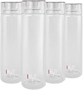 cello H2o Round Premium Plastic Water Bottle, 750ml , Set of 4, Clear 750 ml Bottle
