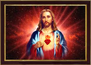 saf Lord Jesus Sparkle Coated Digital Reprint 13.25 inch x 9.25 inch Painting