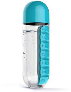 Auf 7 Days Pills Bottle Organiser 7 Compartments With 600 ml Water Bottle (Blue) Pill Box