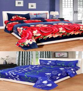 New panipat textile zone Polycotton Double Flat 145 TC 3D Printed Bedsheet
