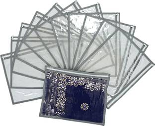 KUBER INDUSTRIES Plain PVC 12 Pieces Single Packing Saree Cover (Grey)-CTKTC3673 CTKTC03673