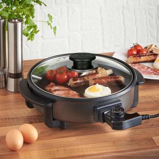 Jiyan Enterprise Non Stick Electric Multi Cooker Pan Pizza Maker with Unbreakable Glass Lid and Non Stick Ceramic Pizza Maker
