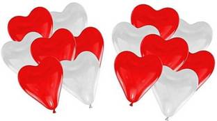 Mehta Solid VALENTINE'S DAY SPL Heart Shape RED AND WHITE Balloons - Extra Premium Quality Pack of 50 ( 25 RED + 25 WHITE) Balloon
