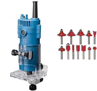 Tools Centre Powerful 420W Trimmer with 12-Pieces Multi Shapes Router/Trimmer Bit Combo Set Rotary Tool