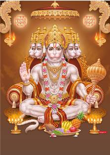 god & god's 25.4 cm Panchmukhi Hanuman 14 Non-Reusable Sticker