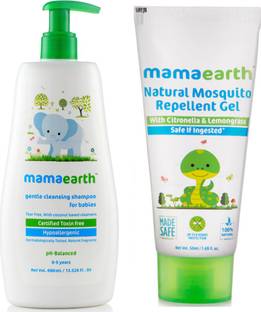 Mamaearth Gentle Cleansing Shampoo for babies (400 ml, 0-5 Yrs) änd Natural Mosquito Repellent Gel, 50ml