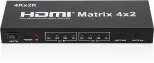ANDTRONICS  TV-out Cable HDMI 4x2 Matrix + Audio Extractor HDMI Switch Splitter Converter Switcher With Remote Control 4 in 2 out 4K 3D 1080p v1.4