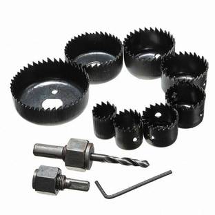 Wonder arbon Steel Professional 11-Piece 19-64mm Metal Alloys Wood Hole Saw Cutting Set (Multicolour) Carbon Steel Professional 11-Piece 19-64mm Metal Alloys Wood Hole Saw Cutting Set Rotary Bit Set