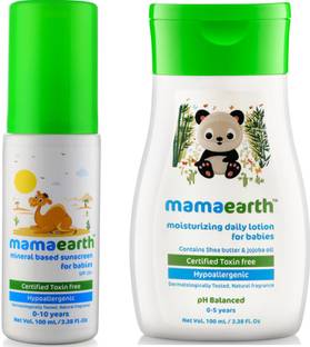 Mamaearth Mineral Based Sunscreen (100 ml) änd nourishing wash for babies (100 ml, 0-5 Yrs)
