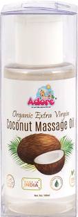 Adore Organic Extra Virgin Coconut Massage Oil - Cold Pressed - Food Grade- Massage Oil for All Ages- Certified- Safe & Tested- Natural Product- For all Uses- 100ml