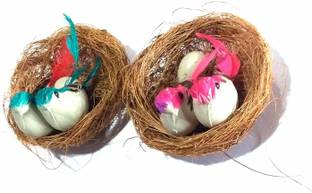 MK Nawani 2 Pic Coir Craft Table Decor Hanging Bird Nest Size- 9x9x3