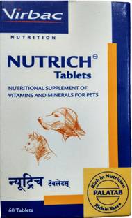 Virbac VB226 , NUTRICH 60 Tablets , Nutritional supplement of vitamins and minerals for maintain fertility and maintain fertility in breeding dogs , healthy growth in pups , appetite and general health , maintain healthy skin and coat , vitamin , nutrition , calcium , energy Pet Health Supplements
