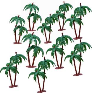 Just Flowers Artificial Mini Coconut Tree for Project Making (10 Pieces)