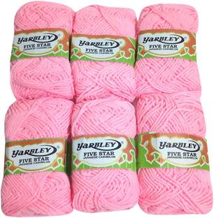 yarbley Premium Quality Hand Knitting Art Craft Soft Fingering Crochet Hook Yarn, Needle Knitting Thread For Wool Ball Pink Color (Pack Of 6)
