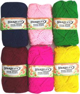 yarbley Premium Quality Hand Knitting Art Craft Soft Fingering Crochet Hook Yarn, Needle Knitting Thread For Wool Ball Multi Color (Pack Of 6)