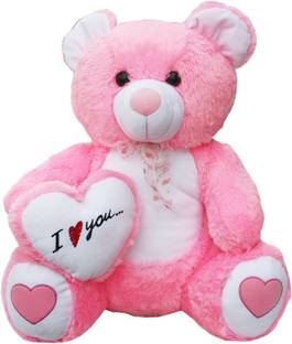 Pihu Enterprises Beautiful Pink Love Heart Teddy Bear 60 CM  - 30 cm