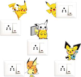 Decopix Cute Pokemon - Pikachu - Decorative Wall Sticker Combo Pack For Switch Panel Board, Laptop, Fridge. - DP4044 Pack of 5