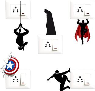 StickMe 15 cm Super Heros - Decorative Wall Sticker Combo Pack for Switch Panel Board, Laptop, Fridge.- SM4001 Self Adhesive Sticker