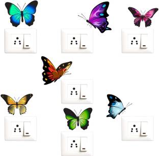 Decopix Beautiful Butterfly- Decorative Wall Sticker Combo Pack For Switch Panel Board, Laptop, Fridge.- DP4015 Pack of 7
