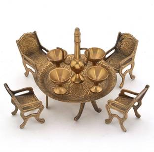 Navya Creations Unique Design Dining Table Chair Maharaja Set Brass Decorative Platter