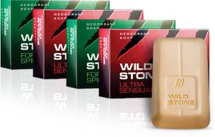 Wild Stone Forest Spice & Ultra Sensual Soap Combo Pack of 4 (125gm each)