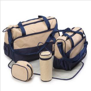 TRENDY 5 Pcs/Set Large Capacity Baby Bag Maternity Bag || Baby Bag || Mummy Bag || Handbag With Diaper Changing Mat (Dark Blue) Diaper Bag