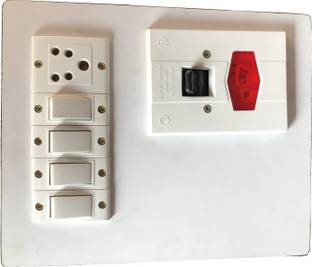 SAIFPRO Heavy Duty Electric Switch Board 4 Switches,1 Sockets,1 DP A 6 A Three Pin Socket