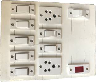 Tinax Electric Switch Board (7 Switches,2 Sockets,1 Indicator,1 Fuse) 6 A Three Pin Socket