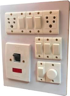 SAIFPRO Heavy Duty Electric Switch Board (7 Switches,2 Sockets,1 DP,1 Regulator ) 6 A Three Pin Socket