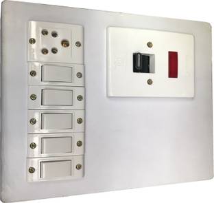 Engarc Heavy Duty Electric Switch Board 5 Switches,1 Sockets,1 DP 6 A Three Pin Socket