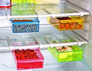 SKYLINE Transparent 04 pc Fridge Tray Lowest Online 100% virgin Plastic Fridge Door Shelf