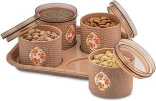 Raawan 4 Pcs Dry Fruit Set Box with Lid & Serving Tray, Storage Container (Multi, 4 Pieces) Container, Tray Serving Set
